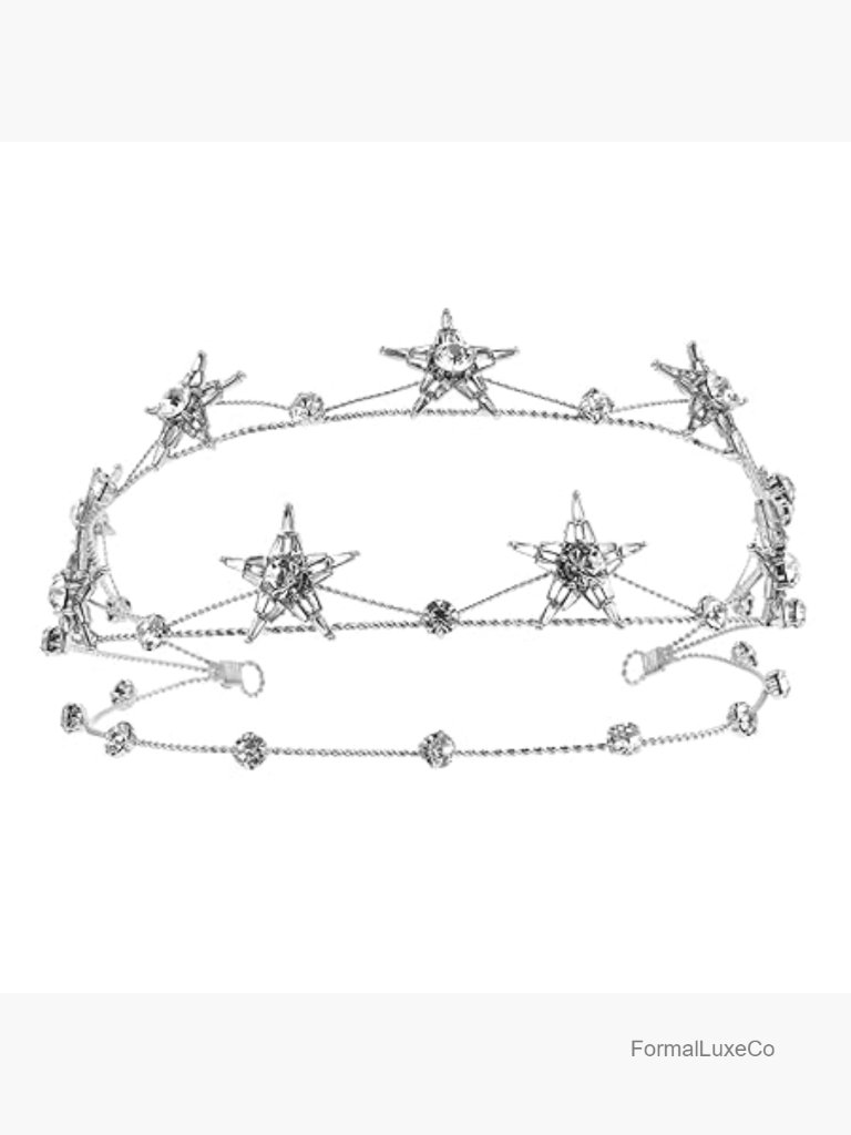 Bling Rhinestone Star Crown Crystal Tiara Bridal Headpiece Hair Wedding
